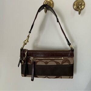 Coach Brown Signature Canvas Shoulder Bag Y2K